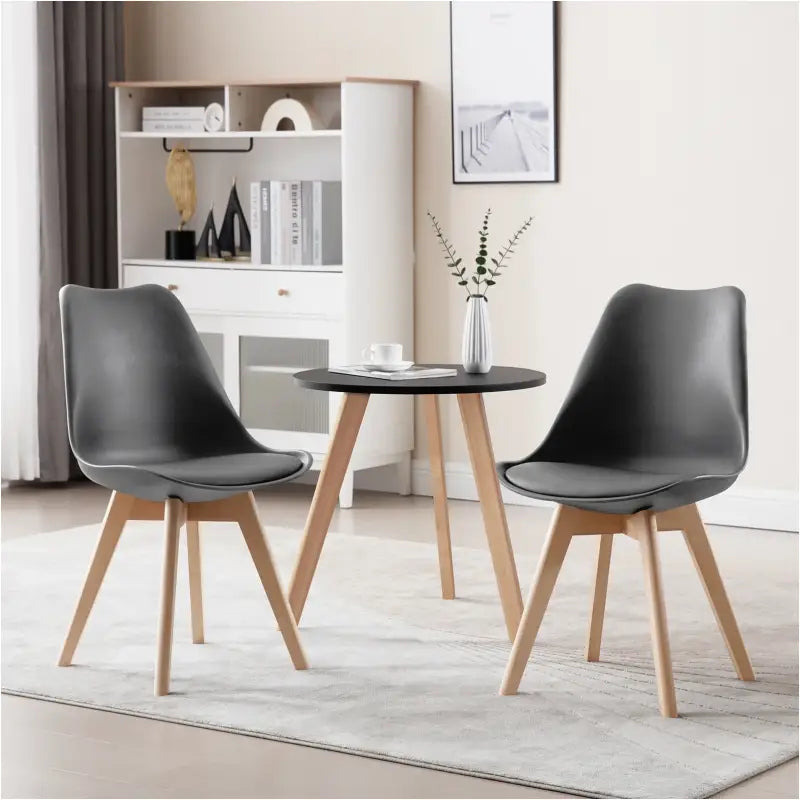 BukkitBow - Set van 4 Eetkamerstoelen met Beukenhouten Poten - Stabiele PU Zitting voor Comfort - Veelzijdig in Gebruik - Zithoogte: 42CM