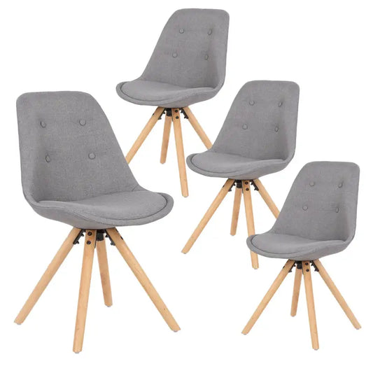 BukkitBow - Set van 4 Linnen Eetkamerstoelen met Massief Houten Poten - Ergonomisch en Multifunctioneel - Zithoogte: 46CM