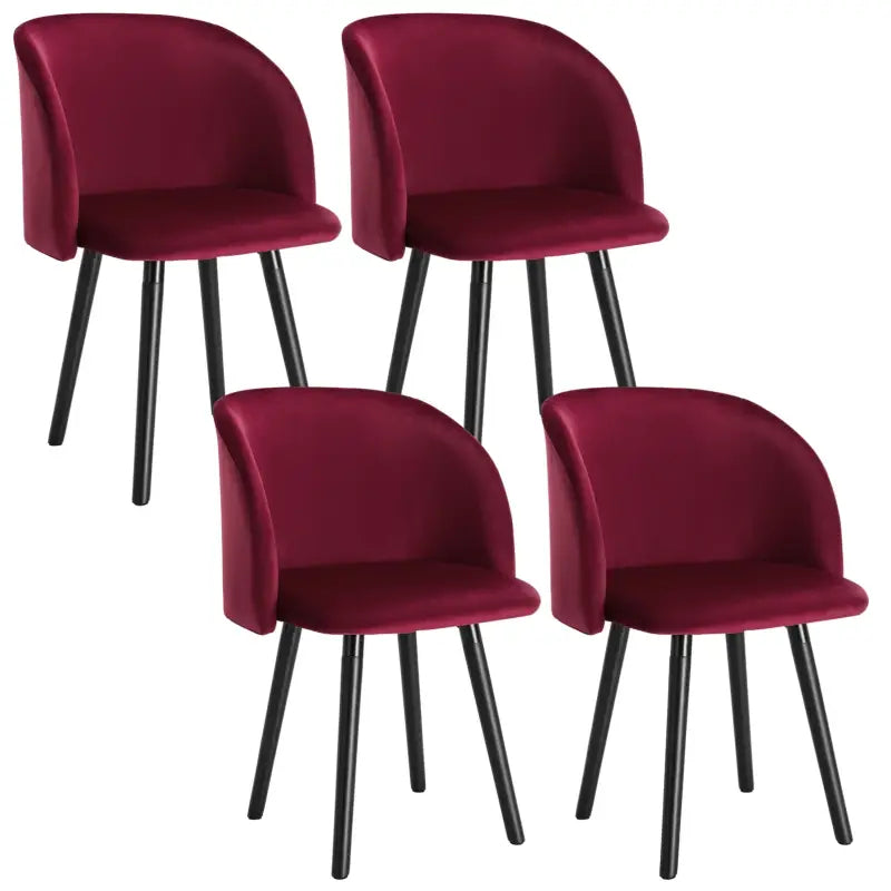 BukkitBow - Set van 4 Stoelen met Fluwelen Zitting - met Massief Houten Frame - Ergonomisch en Stijlvol - Zithoogte: 47CM