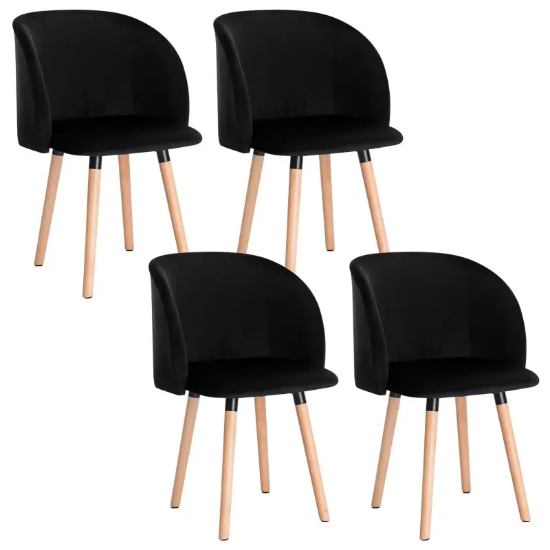 BukkitBow - Set van 4 Stoelen met Fluwelen Zitting - met Massief Houten Frame - Ergonomisch en Stijlvol - Zithoogte: 47CM