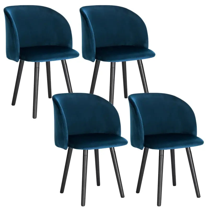 BukkitBow - Set van 4 Stoelen met Fluwelen Zitting - met Massief Houten Frame - Ergonomisch en Stijlvol - Zithoogte: 47CM