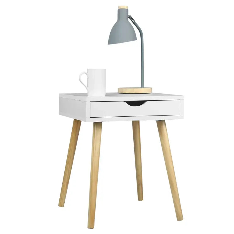 BukkitBow - Smal Nachtkastje met Lade - MDF en Massief Hout - Max Belasting: 5KG - 39.8x40.5x49cm