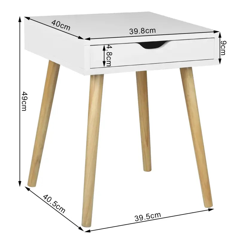BukkitBow - Smal Nachtkastje met Lade - MDF en Massief Hout - Max Belasting: 5KG - 39.8x40.5x49cm