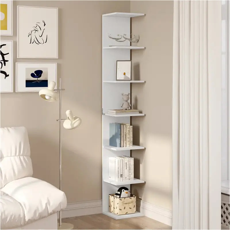 BukkitBow - Staande Boekenkast - 7 Niveaus - Vrijstaand - 190CM - Wit