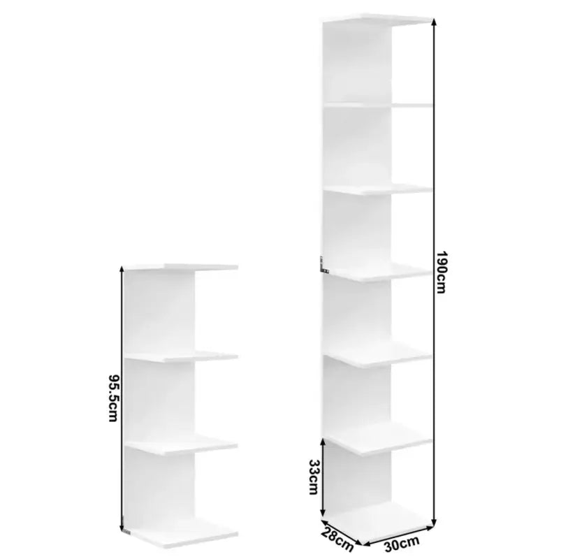 BukkitBow - Staande Boekenkast - 7 Niveaus - Vrijstaand - 190CM - Wit