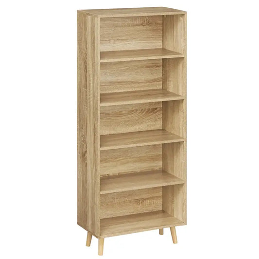 BukkitBow - Staande Boekenkast met 5 Compartimenten - Houten Poten - 60x24x144cm