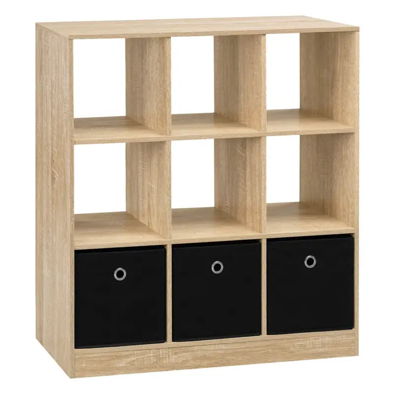 BukkitBow - Staande Boekenkast met 9 Kubussen - E1-Klasse Hout en Melamine Fineer - Met Opbergmanden