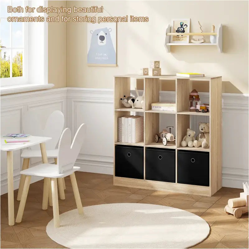 BukkitBow - Staande Boekenkast met 9 Kubussen - E1-Klasse Hout en Melamine Fineer - Met Opbergmanden