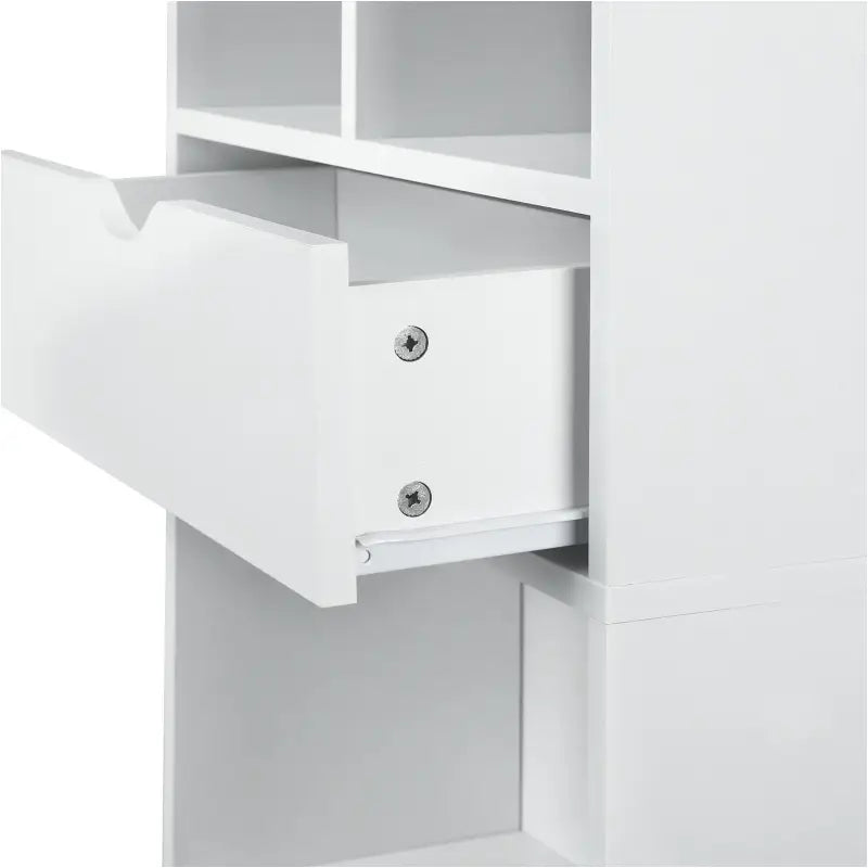BukkitBow - Staande Boekenkast met Lade - Organizer voor Woonkamer en Slaapkamer - 50x24x168cm - Wit