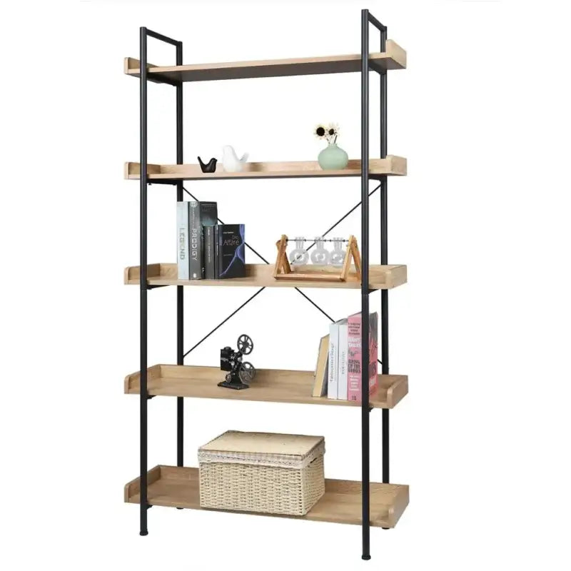 BukkitBow - Staande Boekenplank - 5 Planken - Water en Krasbestendig - Eenvoudig te Monteren - Geschikt voor Alle Ruimtes - 91x25.5x173CM