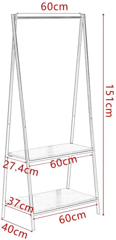 BukkitBow - Staande Kapstok met Opbergplanken - met Schoenenrek - Zware Kledingrail - Eenvoudige Montage - 151x60x40CM