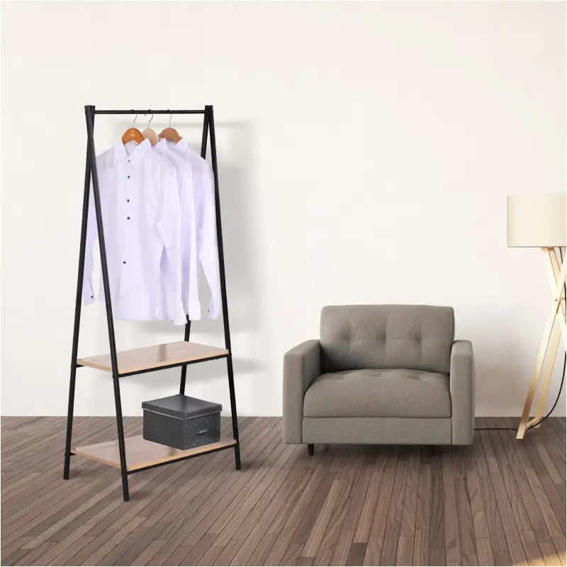 BukkitBow - Staande Kapstok met Opbergplanken - met Schoenenrek - Zware Kledingrail - Eenvoudige Montage - 151x60x40CM