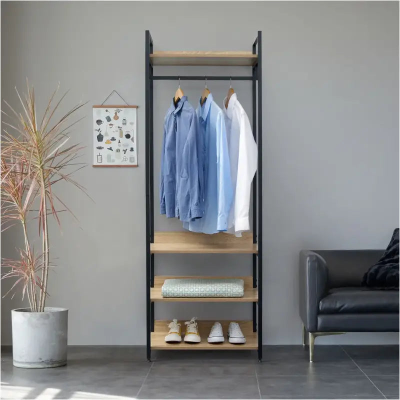 BukkitBow - Staande Kapstok - Kapstok Rek met Planken - Grote Opslagruimte - Handig en Veelzijdig - 56x36x170CM