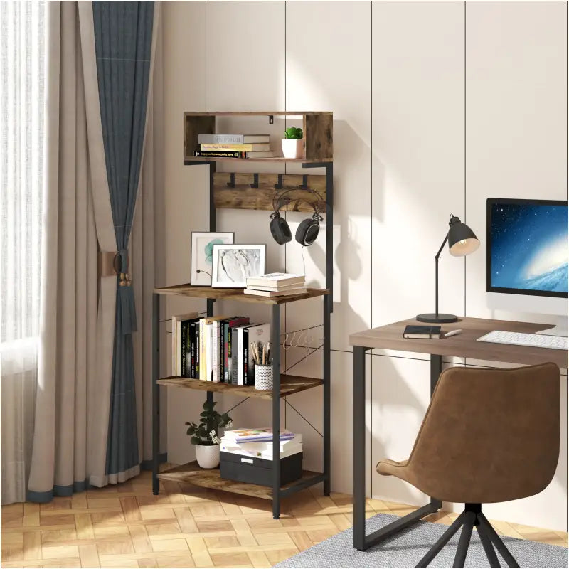 BukkitBow - Staande Kast met 5 Niveaus en Haken - Duurzame Constructie - Grote Opbergruimte - Stabiele Organisator 60x152x38cm