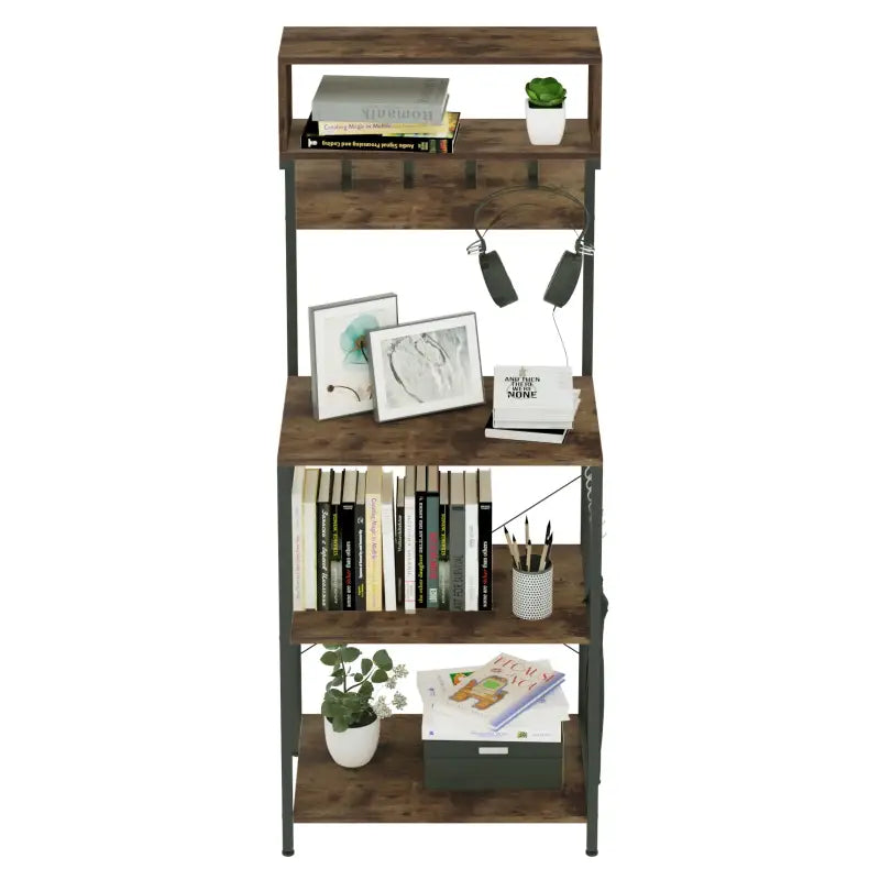 BukkitBow - Staande Kast met 5 Niveaus en Haken - Duurzame Constructie - Grote Opbergruimte - Stabiele Organisator 60x152x38cm