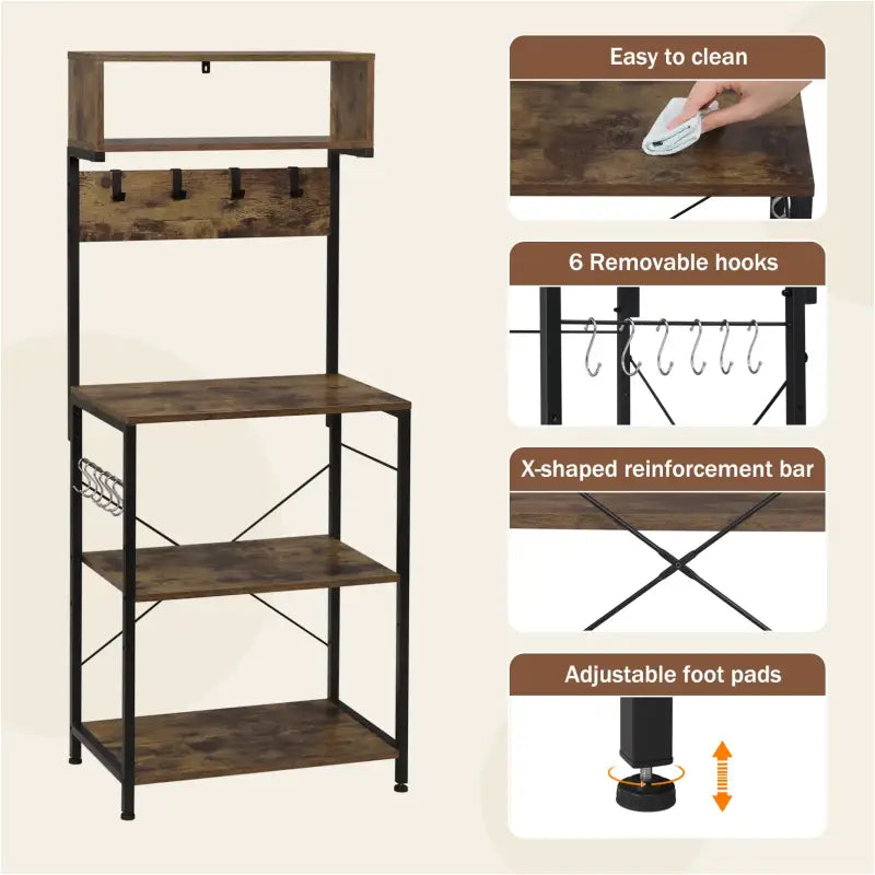 BukkitBow - Staande Kast met 5 Niveaus en Haken - Duurzame Constructie - Grote Opbergruimte - Stabiele Organisator 60x152x38cm