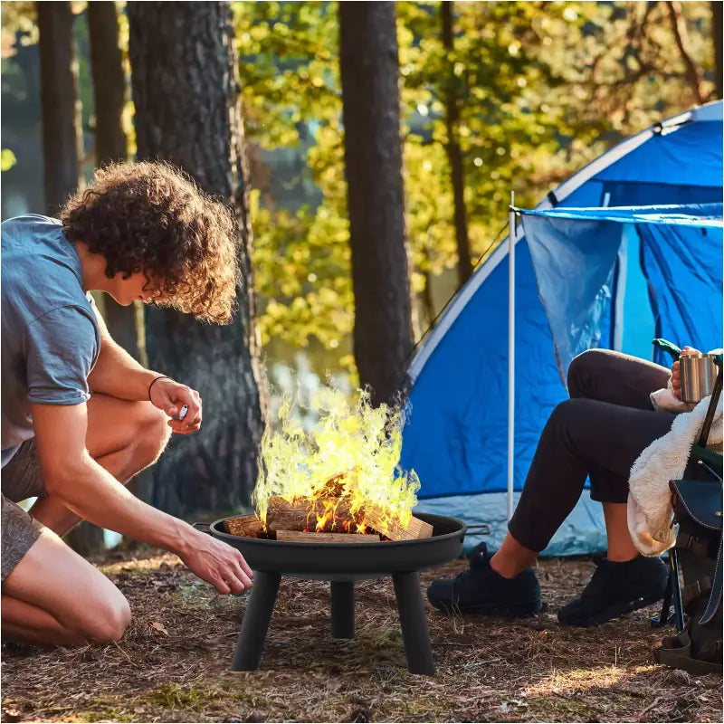 BukkitBow - Terras Vuurkorf / Camping Barbecue / Vuurschaal - Hittebestendige Coating - 61CM Doorsnede - Zwart