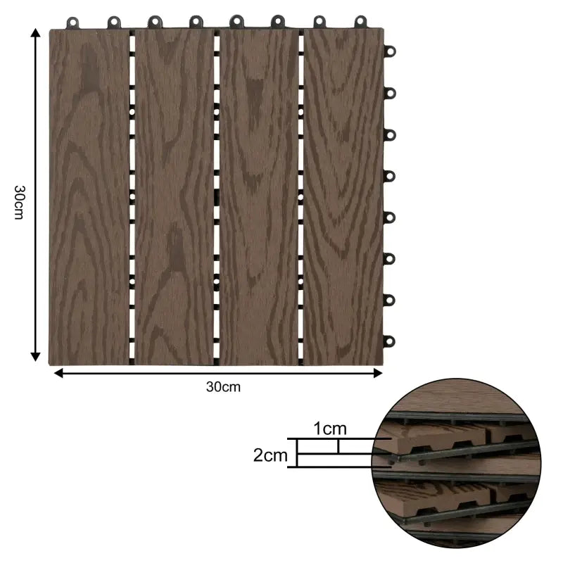 BukkitBow - Terrasplanken / Vlonderplanken - Houtlook - Snel Kliksysteem - Diverse Kleuren - 30x30cm - Set van 11 Stuks