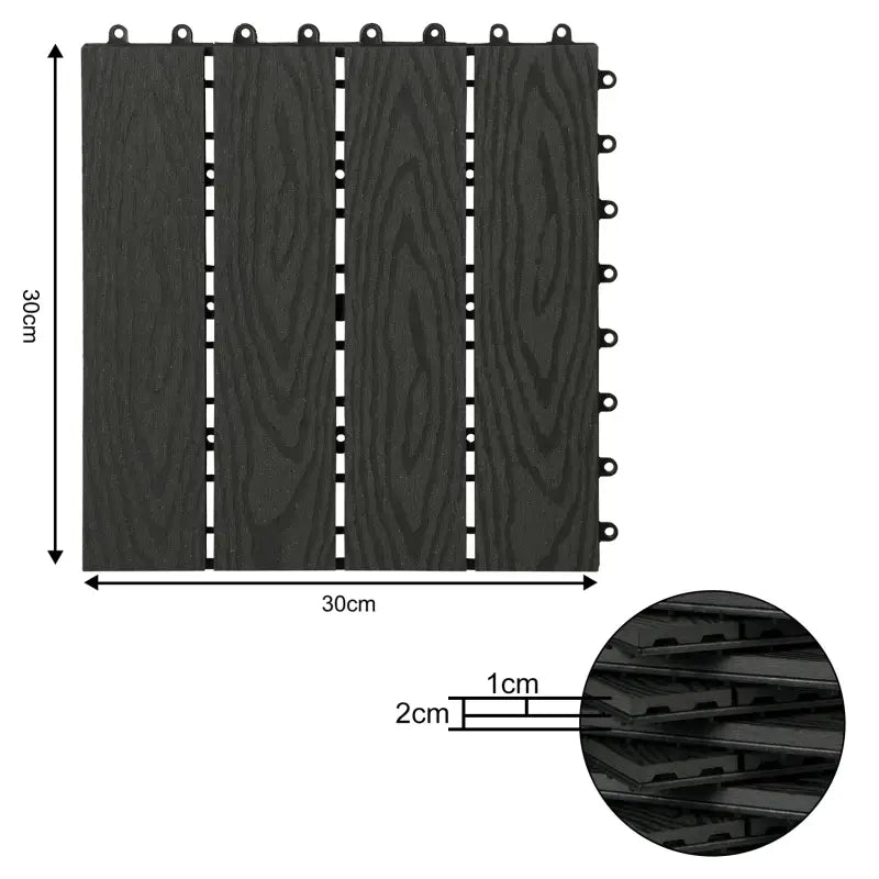 BukkitBow - Terrasplanken / Vlonderplanken - Houtlook - Snel Kliksysteem - Diverse Kleuren - 30x30cm - Set van 11 Stuks