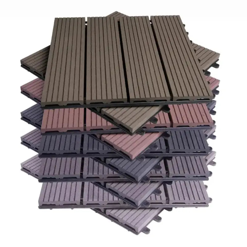 BukkitBow - Terrasplanken / Vlonderplanken - Vloertegels Houtlook - Snel Kliksysteem - Diverse Kleuren - 30x30cm - Set van 11 Stuks