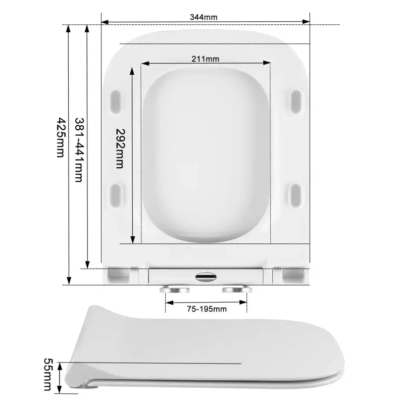 BukkitBow - Toiletbril met Softclose - Premium Toiletbril / Toiletzitting Vierkant - Antibacterieel