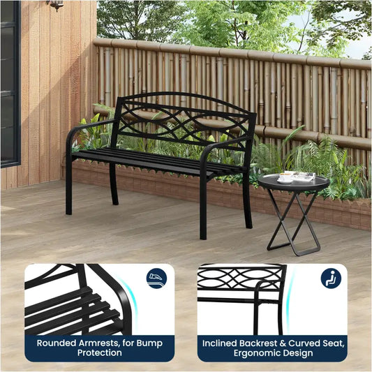 BukkitBow - Tuinbank Metaal - Weerbestendig - Parkbank / Balkonbank - 2-3 Personen - 127x83x60cm