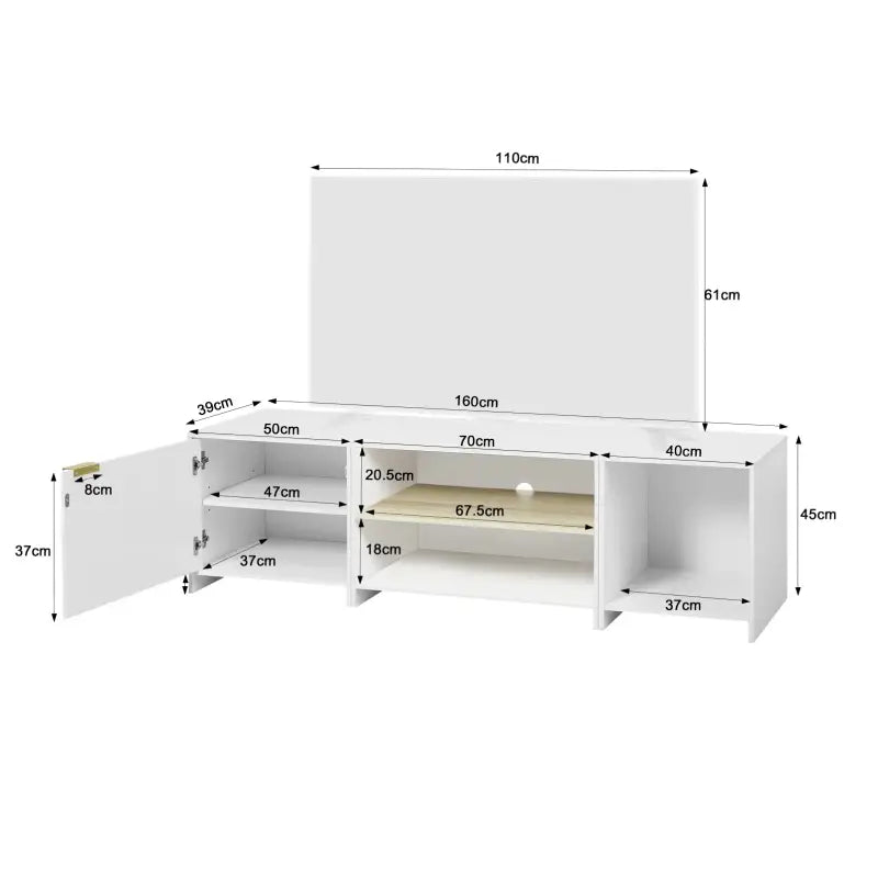 BukkitBow - TV-Kast met Opslagruimte - Stevig MDF Hout - 3-in-1 Modulair Ontwerp - Modern Scandinavische Stijl - 160x45x39cm