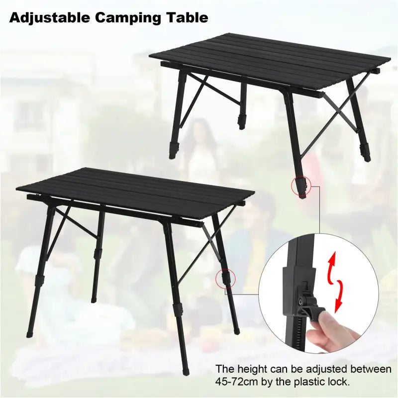BukkitBow - Verstelbare Aluminium Klaptafel - Compact en Draagbare Campingtafel - 30Kg Max Belasting - Inclusief Opbergzak - 90x52.2x(45-72) cm
