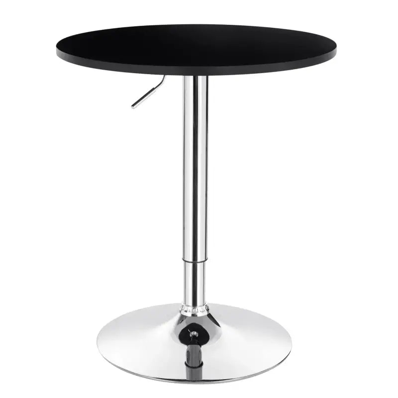 BukkitBow - Verstelbare Bar Tafel - MDF en Metaal - 60cm Diameter - Stabiele Chrome Basis - Zwart/Wit - 60CM Doorsnede