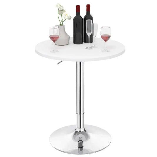 BukkitBow - Verstelbare Bar Tafel - MDF en Metaal - 60cm Diameter - Stabiele Chrome Basis - Zwart/Wit - 60CM Doorsnede