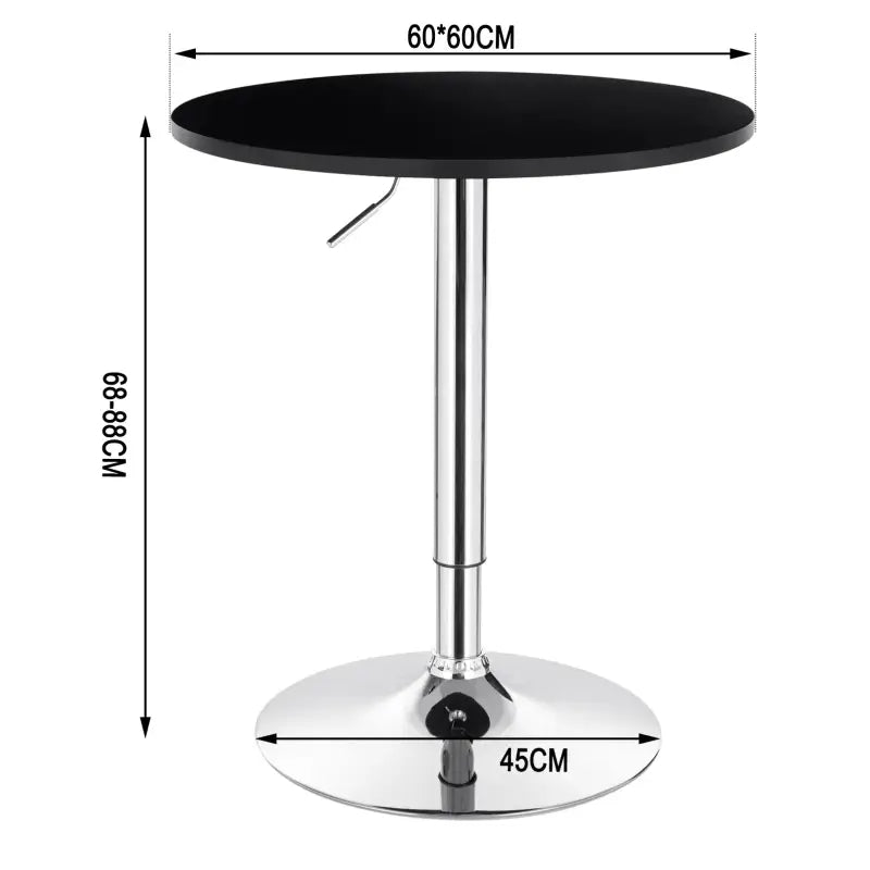 BukkitBow - Verstelbare Bar Tafel - MDF en Metaal - 60cm Diameter - Stabiele Chrome Basis - Zwart/Wit - 60CM Doorsnede