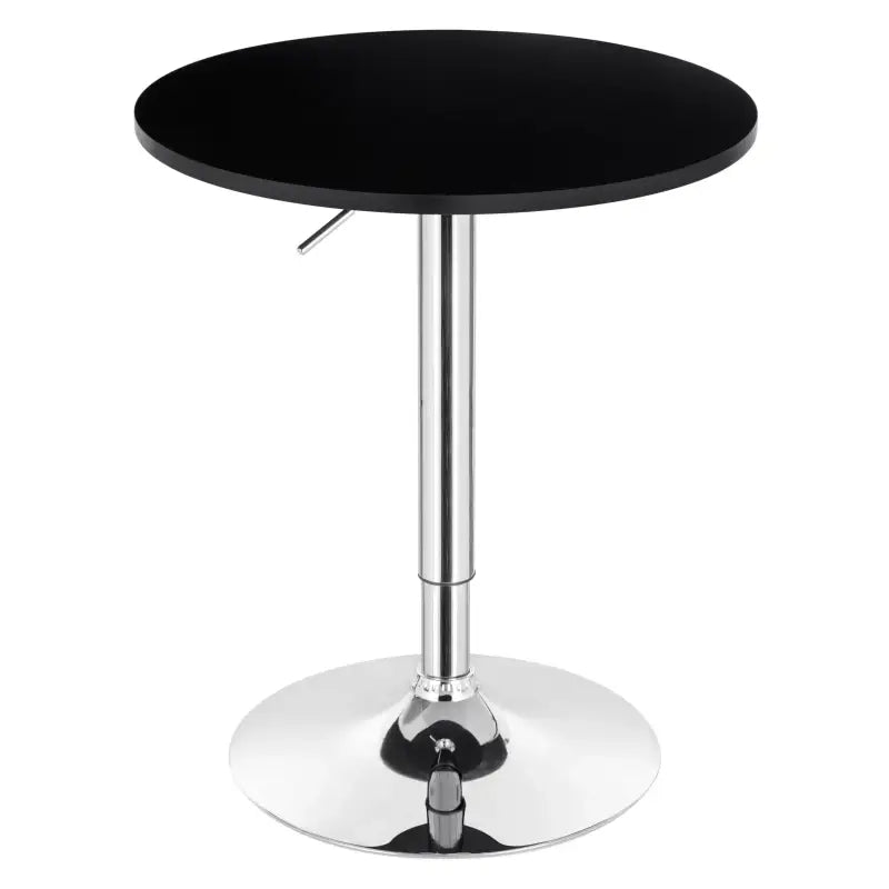 BukkitBow - Verstelbare Bar Tafel - MDF en Metaal - 60cm Diameter - Stabiele Chrome Basis - Zwart/Wit - 60CM Doorsnede
