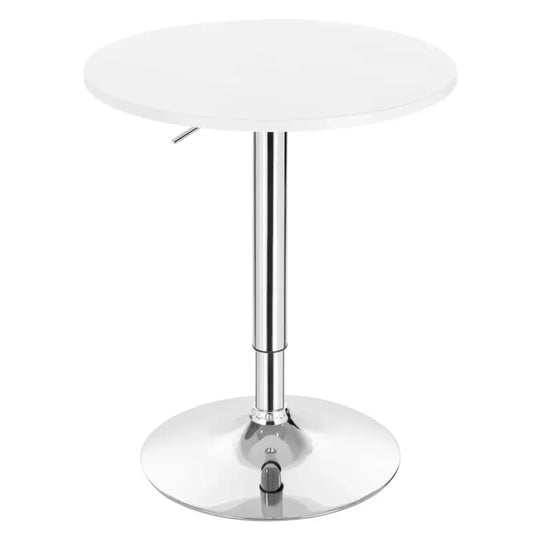 BukkitBow - Verstelbare Bar Tafel - MDF en Metaal - 60cm Diameter - Stabiele Chrome Basis - Zwart/Wit - 60CM Doorsnede