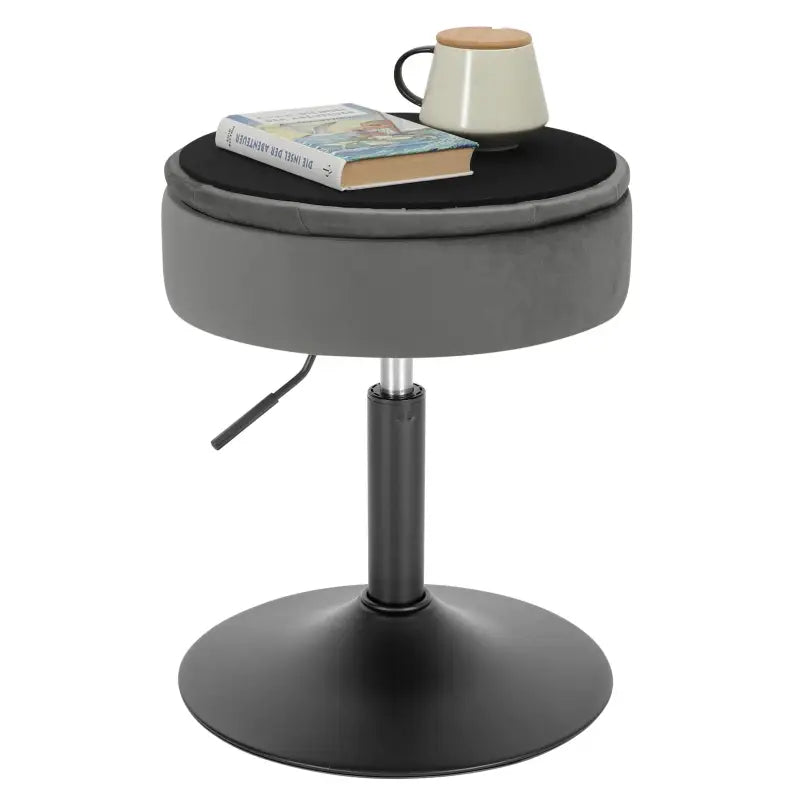 BukkitBow - Verstelbare Barkruk Fluweel - Metalen Onderstel - Ronde Zitting met Ingebouwde Opslag - Stabiel en Veilig Design - Zithoogte: 50-65CM