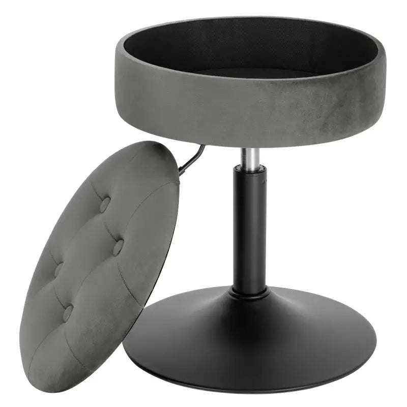 BukkitBow - Verstelbare Barkruk Fluweel - Metalen Onderstel - Ronde Zitting met Ingebouwde Opslag - Stabiel en Veilig Design - Zithoogte: 50-65CM