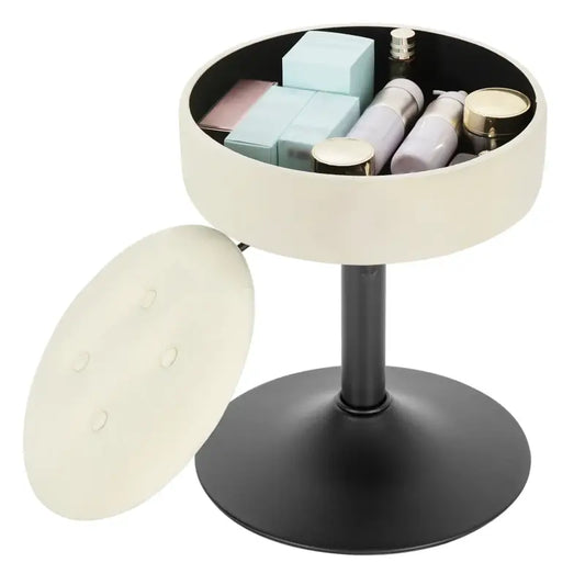 BukkitBow - Verstelbare Barkruk Fluweel - Metalen Onderstel - Ronde Zitting met Ingebouwde Opslag - Stabiel en Veilig Design - Zithoogte: 50-65CM