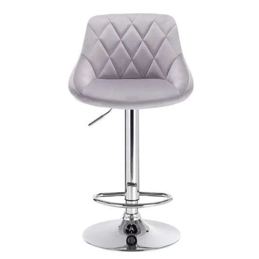 BukkitBow - Verstelbare Barkruk - Verchroomd Staal en Fluweel - Ergonomisch met Hoge Rugleuning - 60-82cm Zithoogte