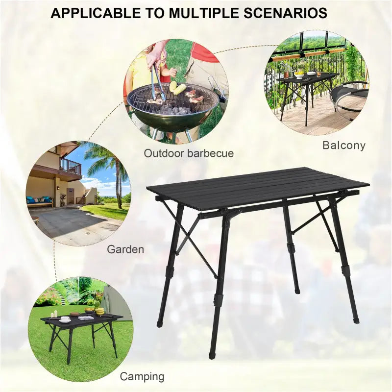 BukkitBow - Verstelbare Campingtafel - 15kg Laadvermogen - Lichtgewicht en Compact - Inclusief Oxford Opbergzak - 90x52.2x(45-72)cm