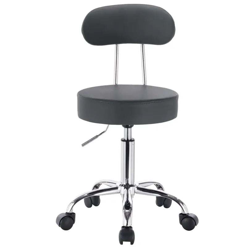 BukkitBow - Verstelbare Kunstleren Stoel / Kruk - Verchroomd Staal - Ergonomisch Design - 360° Draaibaar - 100KG Draagvermogen
