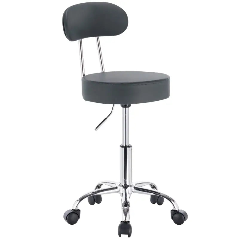 BukkitBow - Verstelbare Kunstleren Stoel / Kruk - Verchroomd Staal - Ergonomisch Design - 360° Draaibaar - 100KG Draagvermogen