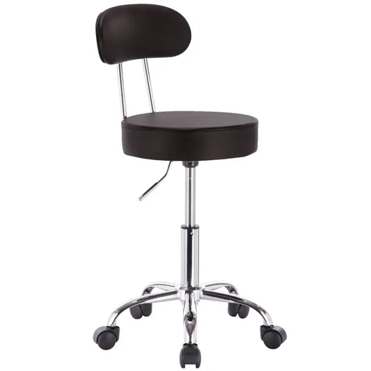 BukkitBow - Verstelbare Kunstleren Stoel / Kruk - Verchroomd Staal - Ergonomisch Design - 360° Draaibaar - 100KG Draagvermogen