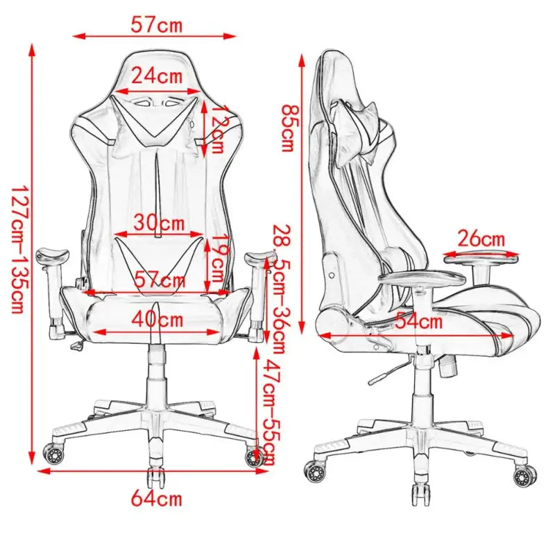 BukkitBow - Verstelbare Racing Gamingstoel / Bureaustoel - Synthetisch Leer of Stof - Max 120KG Belasting - 127-135cm Hoogte