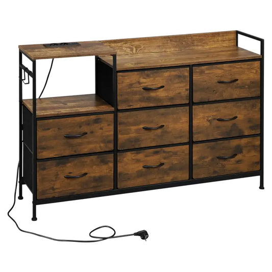 BukkitBow - Vintage Ladekast - Veelzijdige Opbergruimte - met Stopcontact voor Gemakkelijk Opladen - Stabiel en Duurzaam - Lichtgewicht - 132x88x30CM