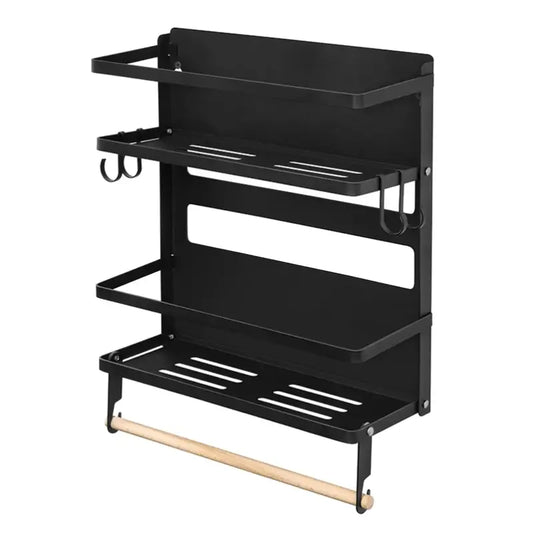 BukkitBow - Wandgemonteerd Kruidenrek - Multifunctioneel Rek van Metaal en Massief Hout - Met Keukenrolhouder