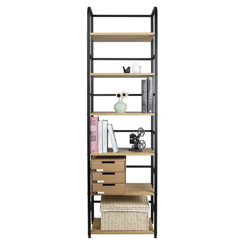 BukkitBow - Wandplank / Boekenrek - Metalen Rek - 6 Laags Plank - Ruime Opslag - Stabiel en Duurzaam - 50x30x176CM