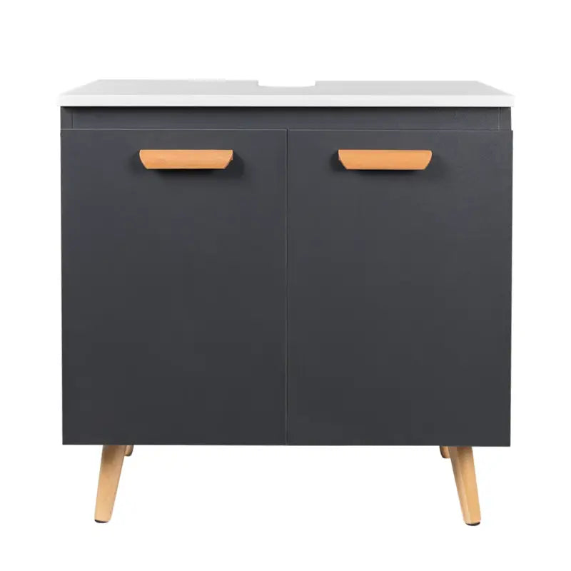 BukkitBow - Wastafel Kast / Badkamermeubel - Met Sifon Uitsparing - Vochtbestendig - Stevige Houten Poten - 60x40x60.5cm