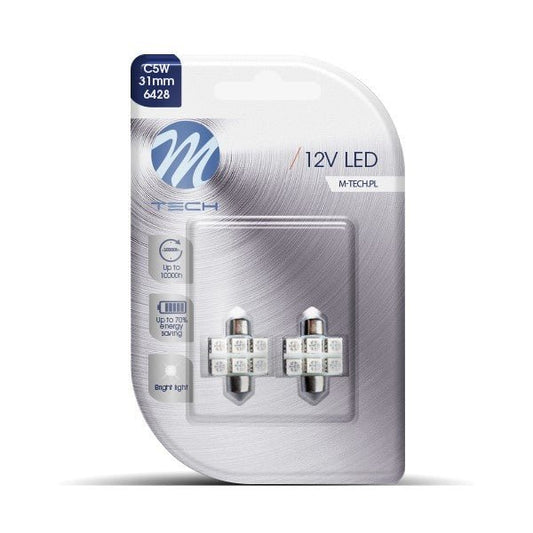 C5W 31mm autolamp 2 stuks blauw | LED festoon SV8.5 0.68W - 12V DC