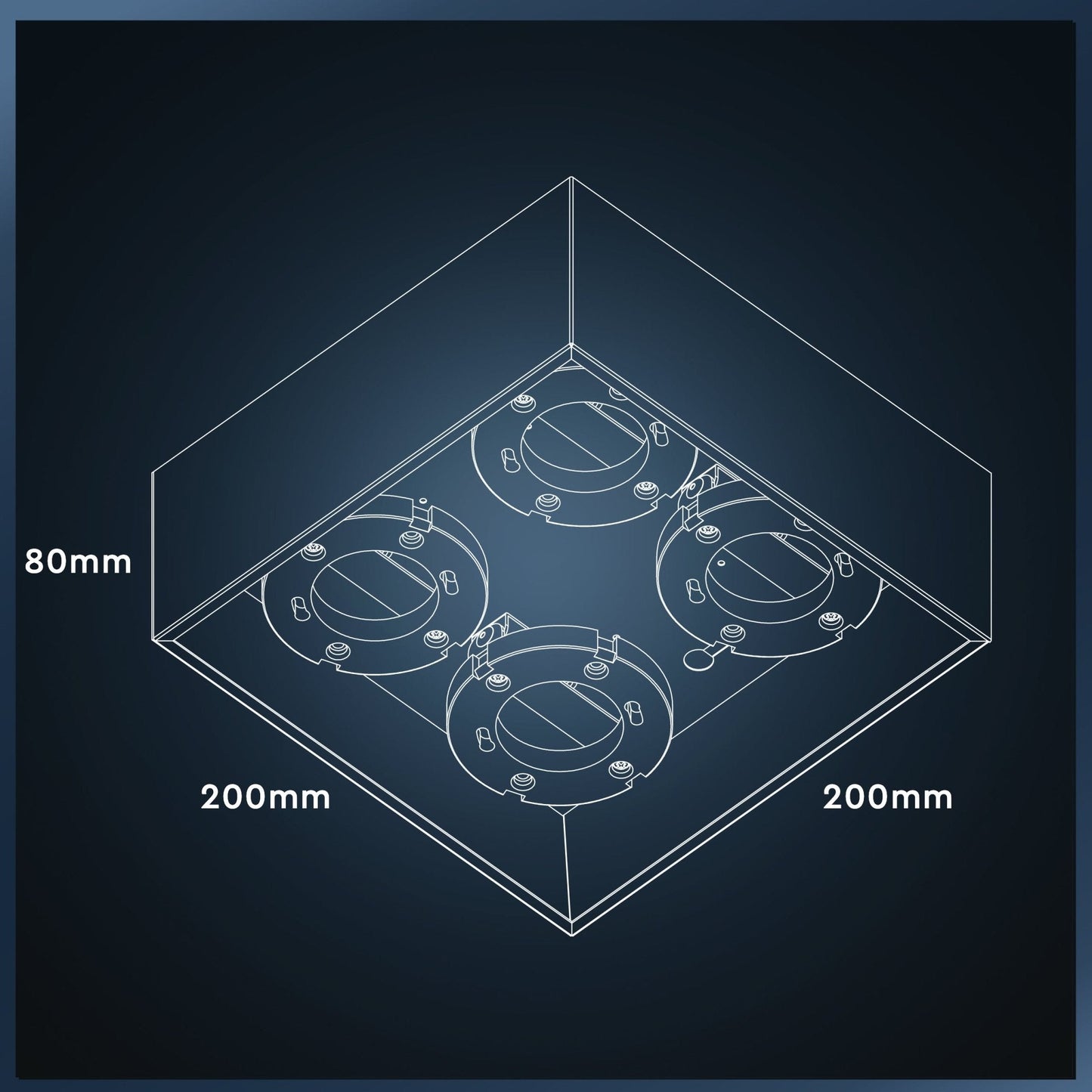 LED's Light Cube LED Plafondlamp - 4 lichtpunten - Draaibaar licht - Staal - 20 x 20 cm - Zwart