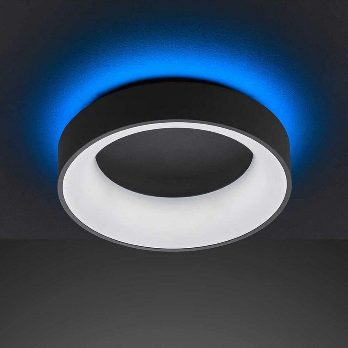 Deco Plafondlamp zwart Ø 45 cm met afstandsbediening - Dimbaar wit licht - Achtergrondverlichting