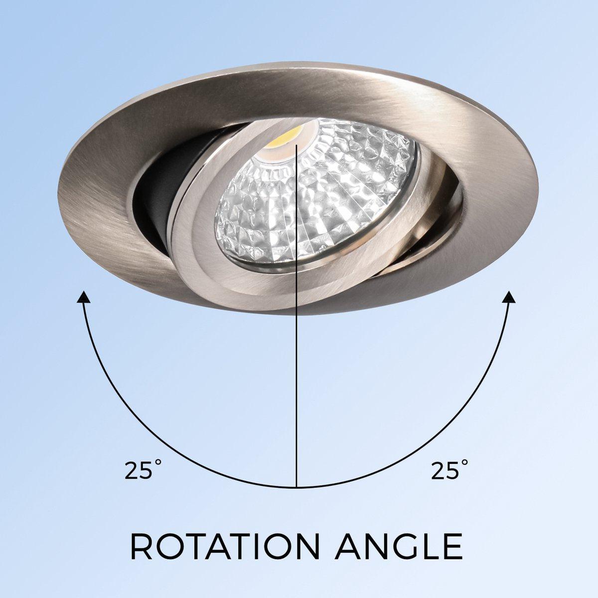 3 PACK - LED's Light Pro LED Inbouwspot Nikkel - DimToWarm - Ø 68mm - Kantelbaar - Warm wit licht - CRI95